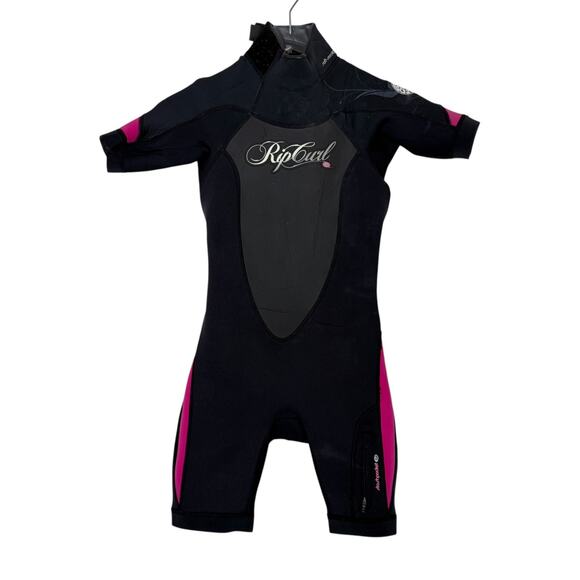 Rip Curl Dawn Patrol E3 Flash Lining Shorty Springsuit Wetsuit 2/2 Black Pink 4 - Picture 1 of 10